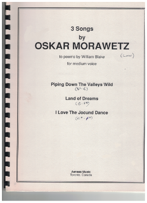 Picture of Three Songs by Oscar Morawetz to poems by William Blake, medium voice solo 