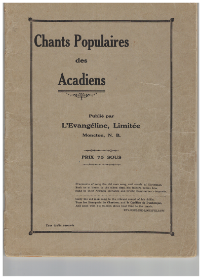 Picture of Popular Songs of the Acadians (Chants populaires des Acadiens), ed. Evangeline Longfellow
