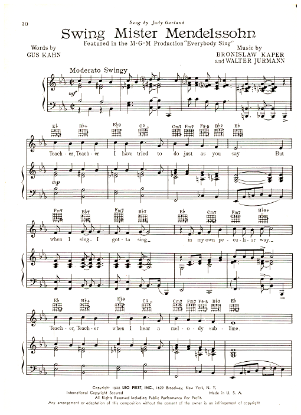 Picture of Swing Mr. Mendelssohn, from movie "Everybody Sing", Bronislaw Kaper/ Walter Jurmann/ Gus Kahn, sung by Judy Garland