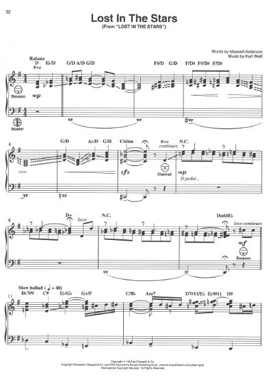 Picture of Lost in the Stars, title song from musical, Maxwell Anderson & Kurt Weill, arr. for accordion solo by Kenny Kotwitz, pdf copy