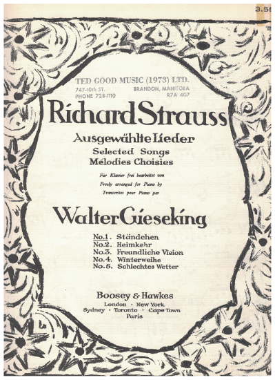 Picture of Standchen, Richard Strauss, transcribed for piano solo by Walter Gieseking