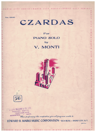 Picture of Czardas, Vittorio Monti, transcribed for piano solo by Max Herschfeld