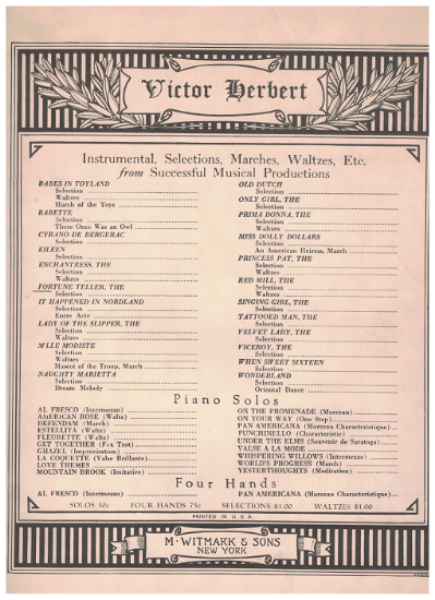 Picture of The Fortune Teller, Victor Herbert, arr. F. W. Meacham, piano selections 