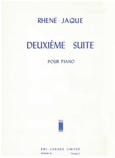 Picture of Deuxieme Suite Pour Piano, Rhene Jaque, piano solo 