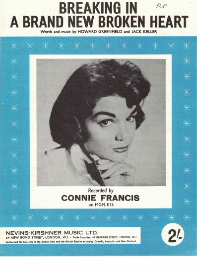 Picture of Breaking in a Brand New Broken Heart (blue cover), Howard Greenfiled & Jack Keller, recorded by Connie Francis
