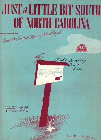 Picture of Just a Little Bit South of North Carolina, Sunny Skylar/ Bette Cannon/ Arthur Shaftel