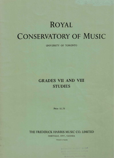 Picture of Royal Conservatory of Music, Piano Studies Grades 7 & 8, 1968 Edition