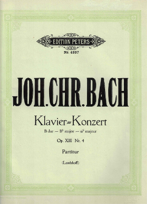 Picture of Piano Concerto in Bb Major, Opus XIII Nr. 4, Johann Christian Bach, conductor's score