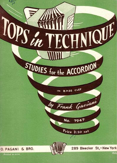 Picture of Tops in Technique, studies for accordion, Frank Gaviani