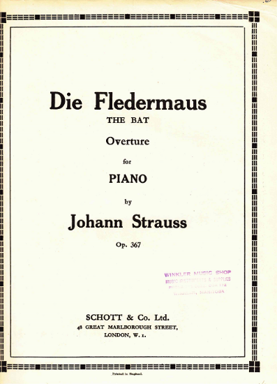 Picture of Die Fledermaus (The Bat) Overture, Op. 367, Johann Strauss, piano solo 