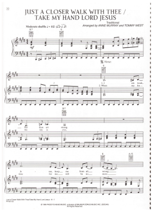 Picture of Just a Closer Walk With Thee/ Take My Hand Lord Jesus, as recorded by Anne Murray, pdf copy