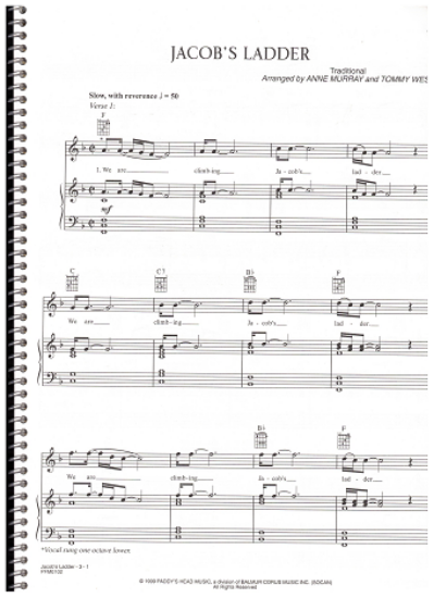 Picture of Jacb's Ladder, trad. arr. by Tommy West, as recorded by Anne Murray, pdf copy 