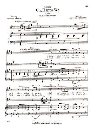 Picture of Oh Happy We, from "Candide", Candide & Cunegonde Duet, Richard Wilbur & Leonard Bernstein, pdf copy 