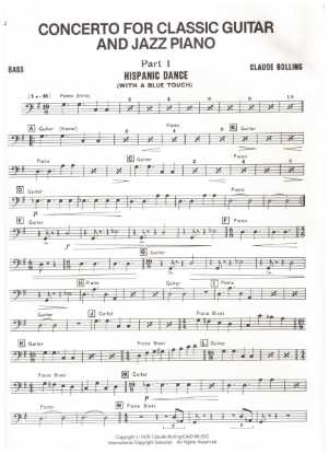 Picture of Concerto for Classic Guitar and Jazz Piano, Claude Bolling, bass part only, pdf copy 