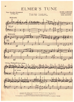 Picture of Elmer's Tune, Elmer Albrecht/ Sammy Gallop/ Dick Jurgens, arr. for accordion solo by Hugo Frey, pdf copy